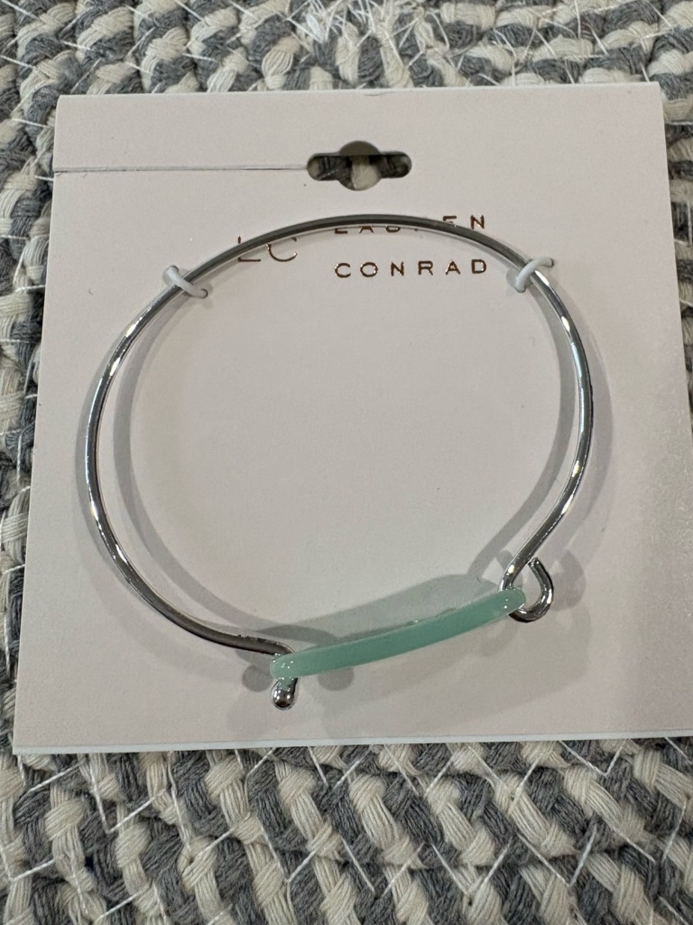 LC Lauren Conrad Silver-Tone Bangle with Light Mint Stone - Picture 2 of 4